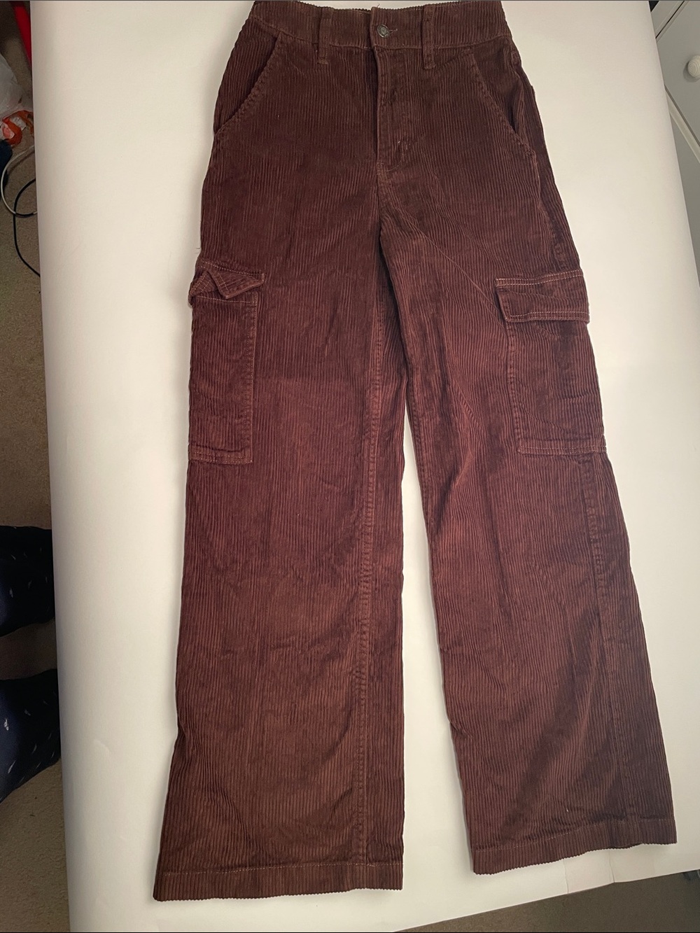 Hollister Brown Corduroy Boot‑Cut Cargo Pants